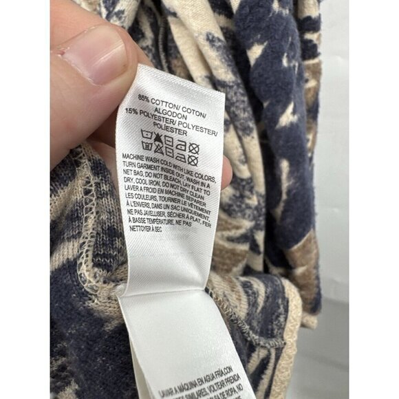 Lucky Brand Cardigan Women Medium Cream Aztec South Western Drape Front Open - Picture 7 of 10